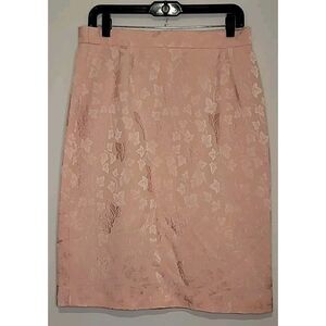 Vintage Louis Feraud Silk Skirt 12 Pink Floral‎ Midi Jaquard US 12 UK 16 NWOT